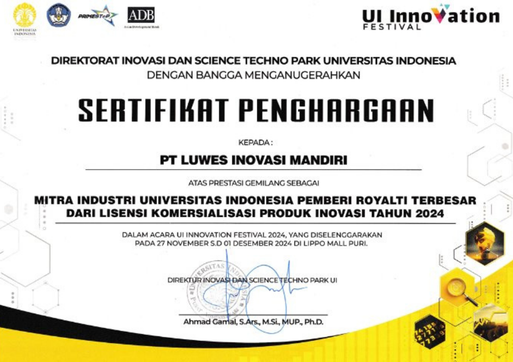 Penghargaan kemitraan industri UI 2024
